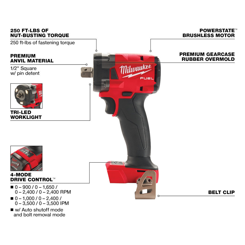 M18 FUEL™ 1/2 Compact Impact Wrench w/ Pin Detent