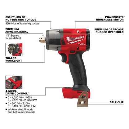 M18 FUEL™ 1/2 Mid-Torque Impact Wrench w/ Pin Detent