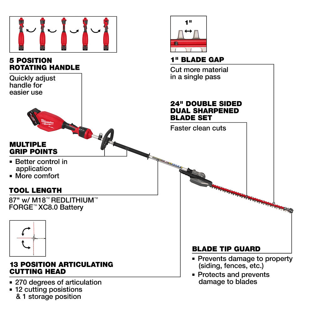 M18 FUEL™ Pole Articulating Hedge Trimmer Kit