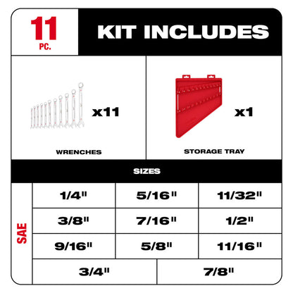 11pc SAE Combination Wrench Set