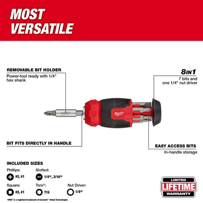 8-in-1 Compact Multi-Bit Screwdriver