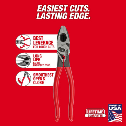 9" Lineman's Dipped Grip Pliers w/ Crimper & Bolt Cutter (USA)