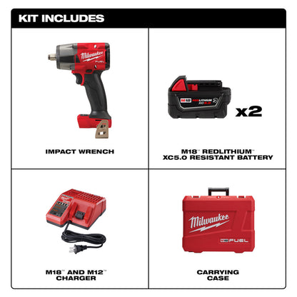 M18 FUEL™ 1/2" Mid-Torque Impact Wrench w/ Friction Ring Kit