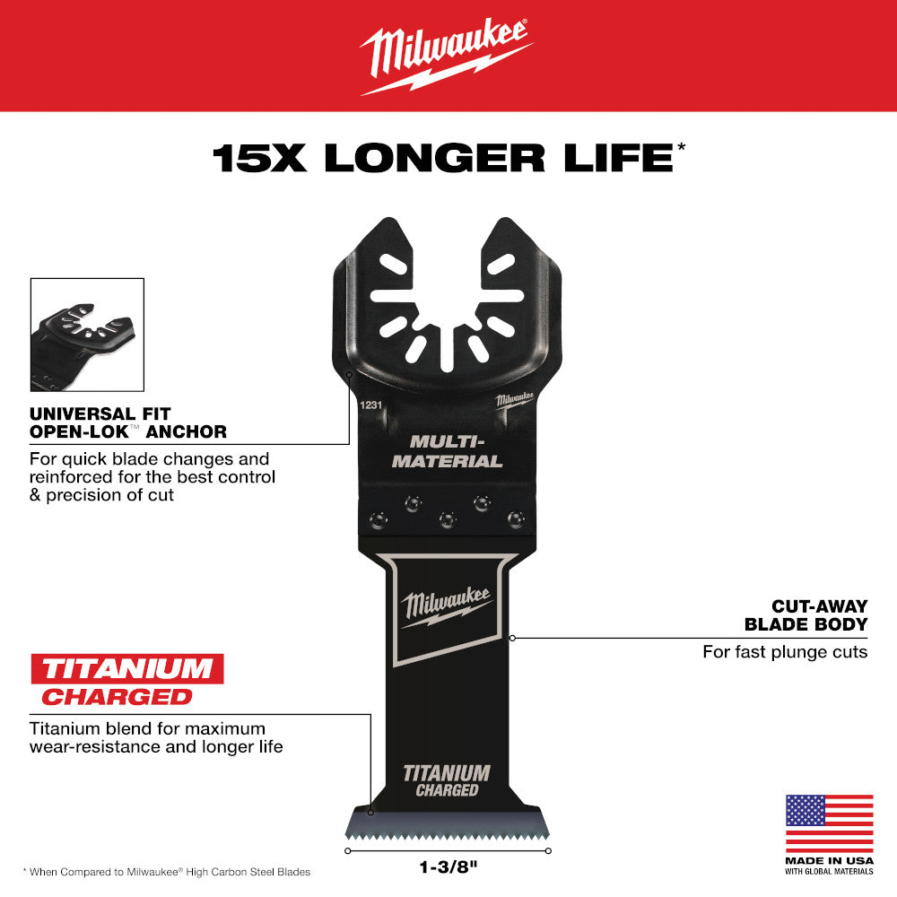 OPEN-LOK™ 1-3/8" TITANIUM CHARGED™ Bi-Metal Multi-Material Multi-Tool Blade