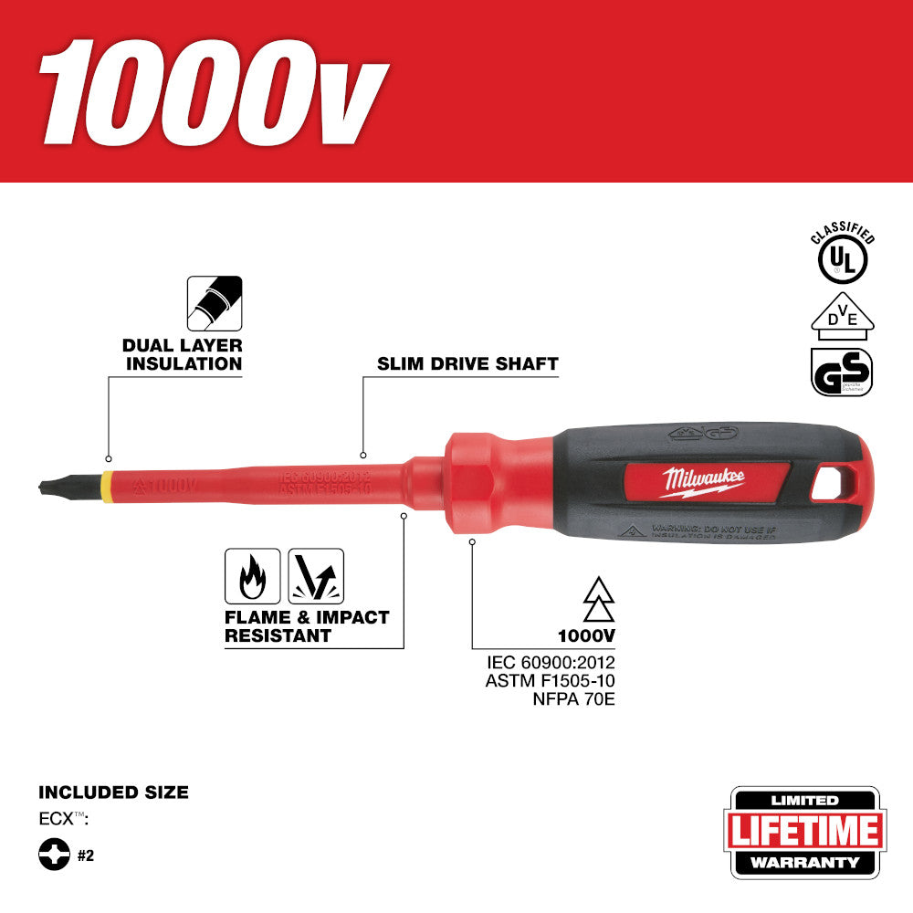 #2 ECX™ 6 in. 1000V Insulated Screwdriver