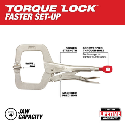 11 in. TORQUE LOCK™ Locking C-Clamp With Swivel Jaws