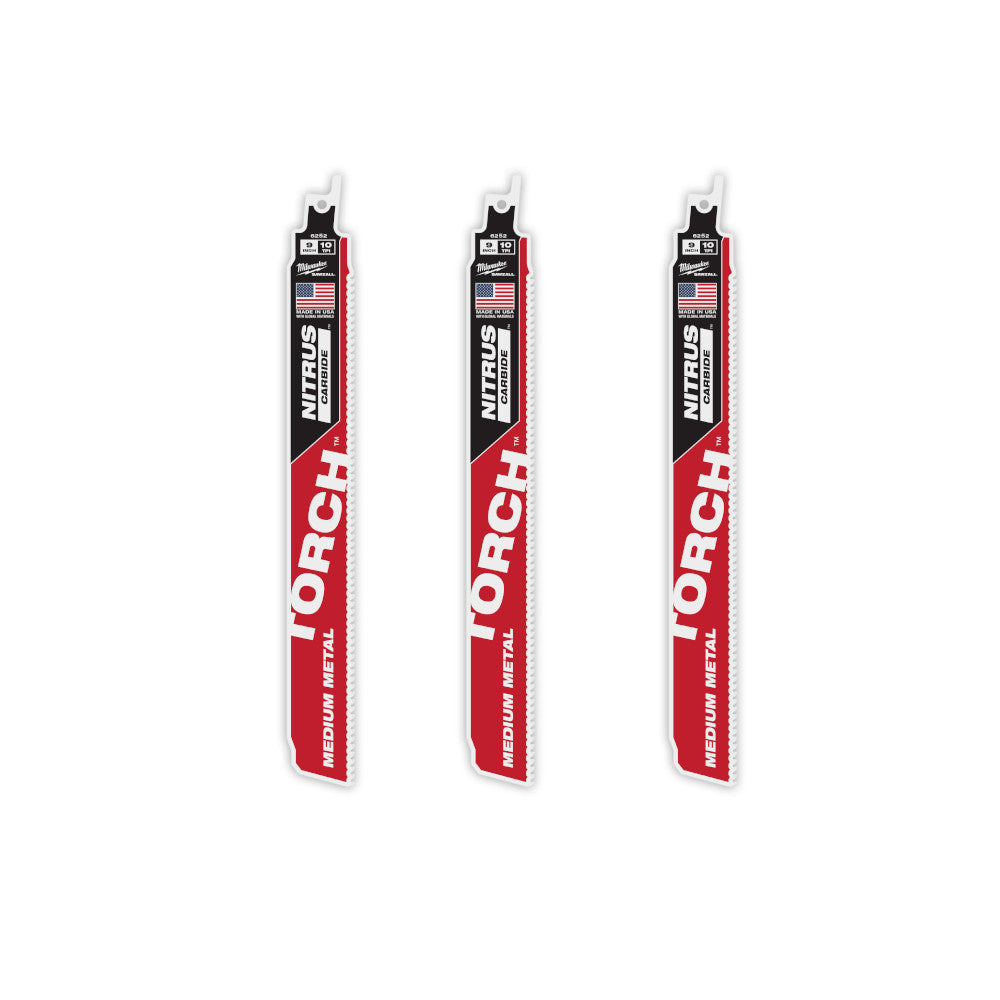 9" 10 TPI TORCH™ with NITRUS™ Carbide Teeth for Conduit and Strut SAWZALL® Blade (3 PK)
