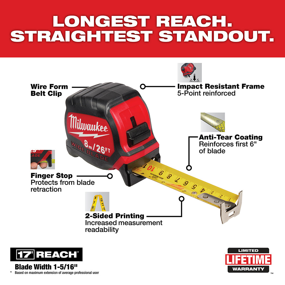 8M/26Ft Wide Blade Tape Measure