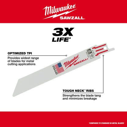 9" 14 TPI SAWZALL® Blade for Medium Metal (5 PK)