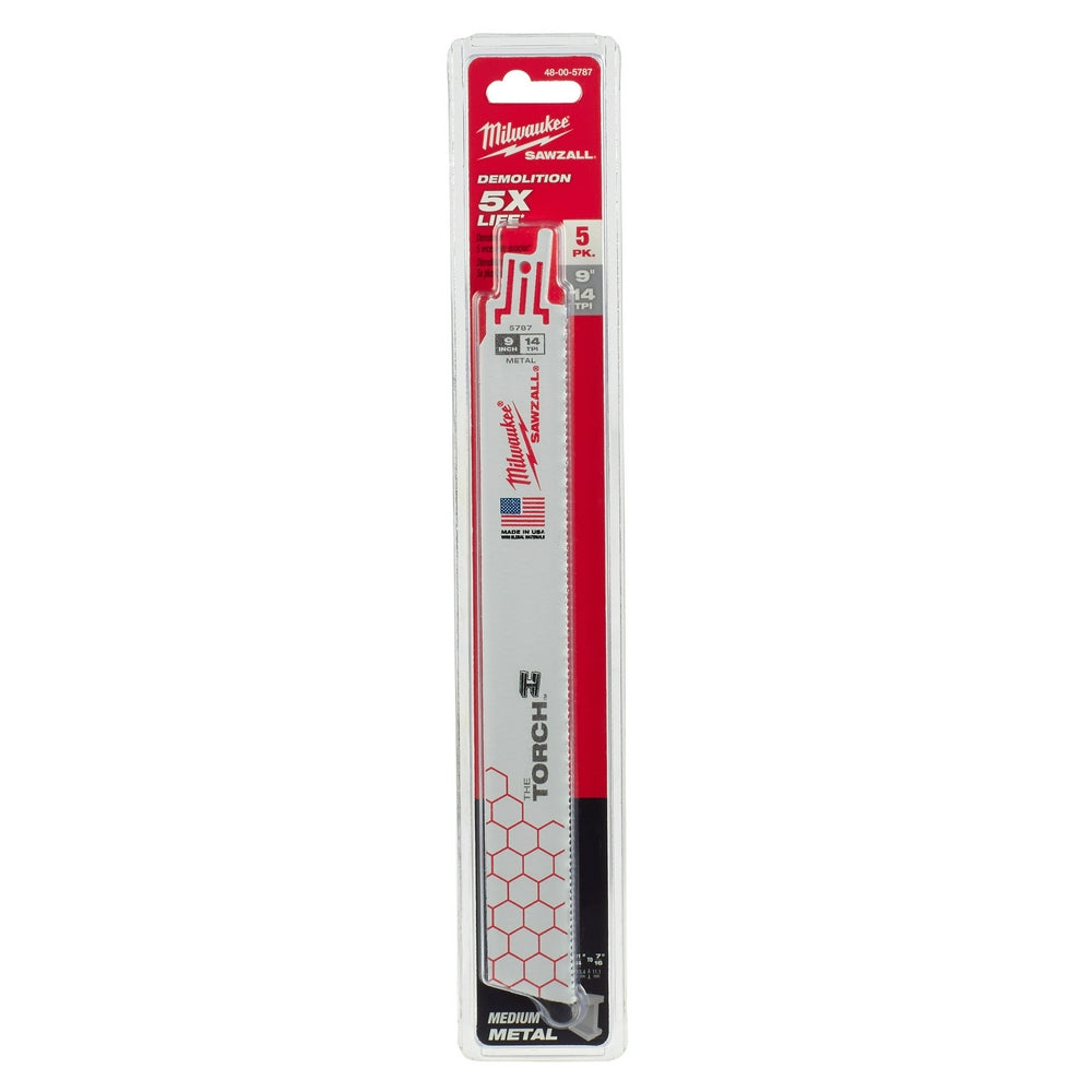 9" 14 TPI TORCH™ SAWZALL® Blade for Medium Metal (5 PK)