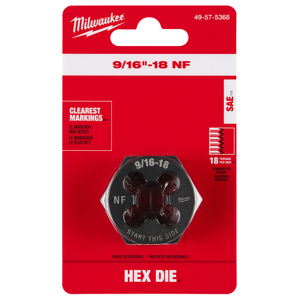 9/16"-18 NF 1-7/16" Hex Threading Die