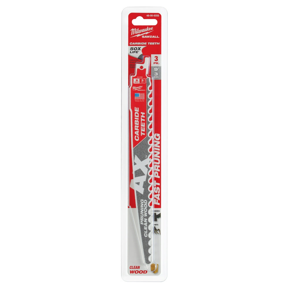 9" 3 TPI AX™ with Carbide Teeth SAWZALL® Blade for Pruning (3 PK)