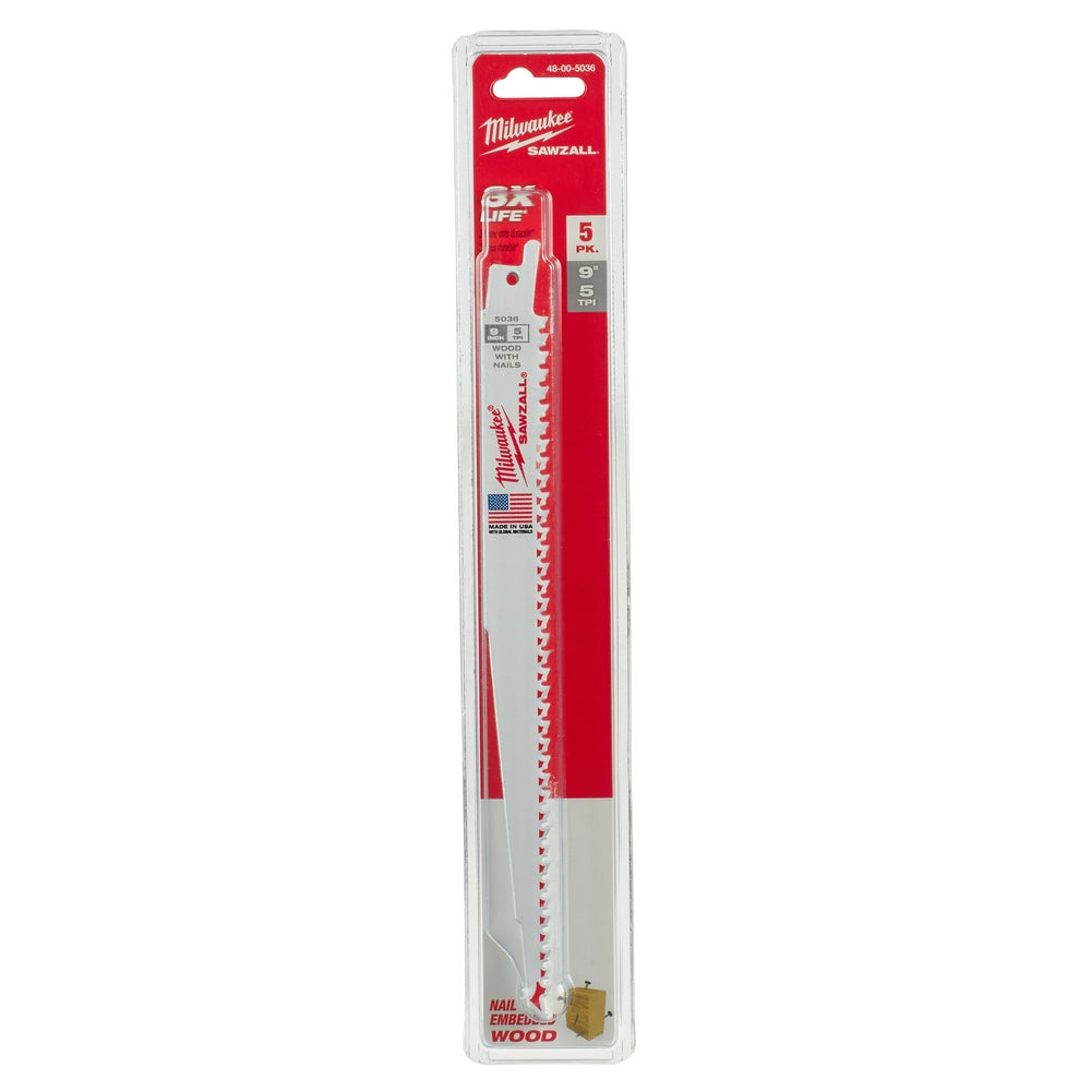 9" 5 TPI SAWZALL® Blade for Wood with Nails (5 PK)