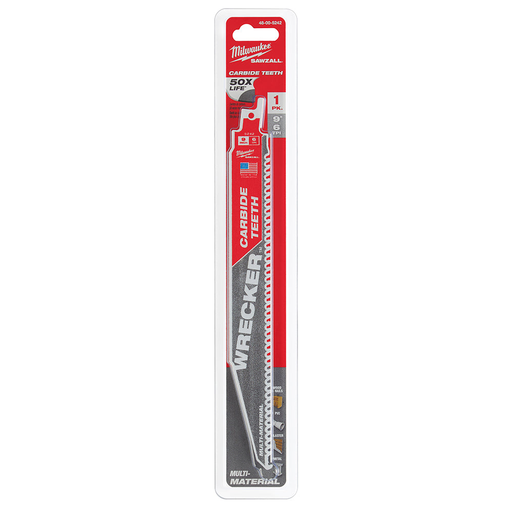 9" 6 TPI WRECKER™ with Carbide Teeth SAWZALL® Blade for Multi-Material (1 PK)