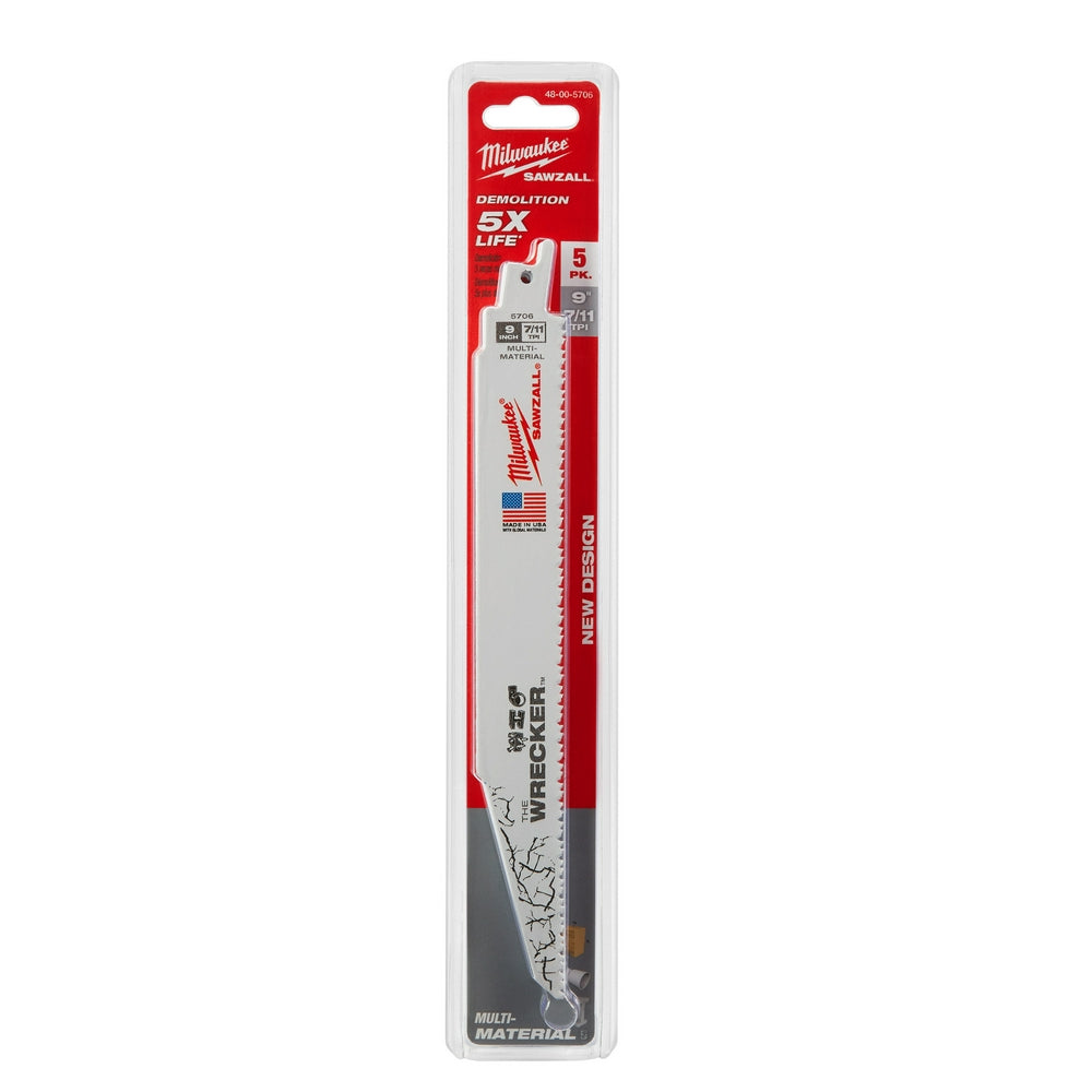 9" 7/11 TPI WRECKER™ SAWZALL® Blade for Multi-Material (5 PK)