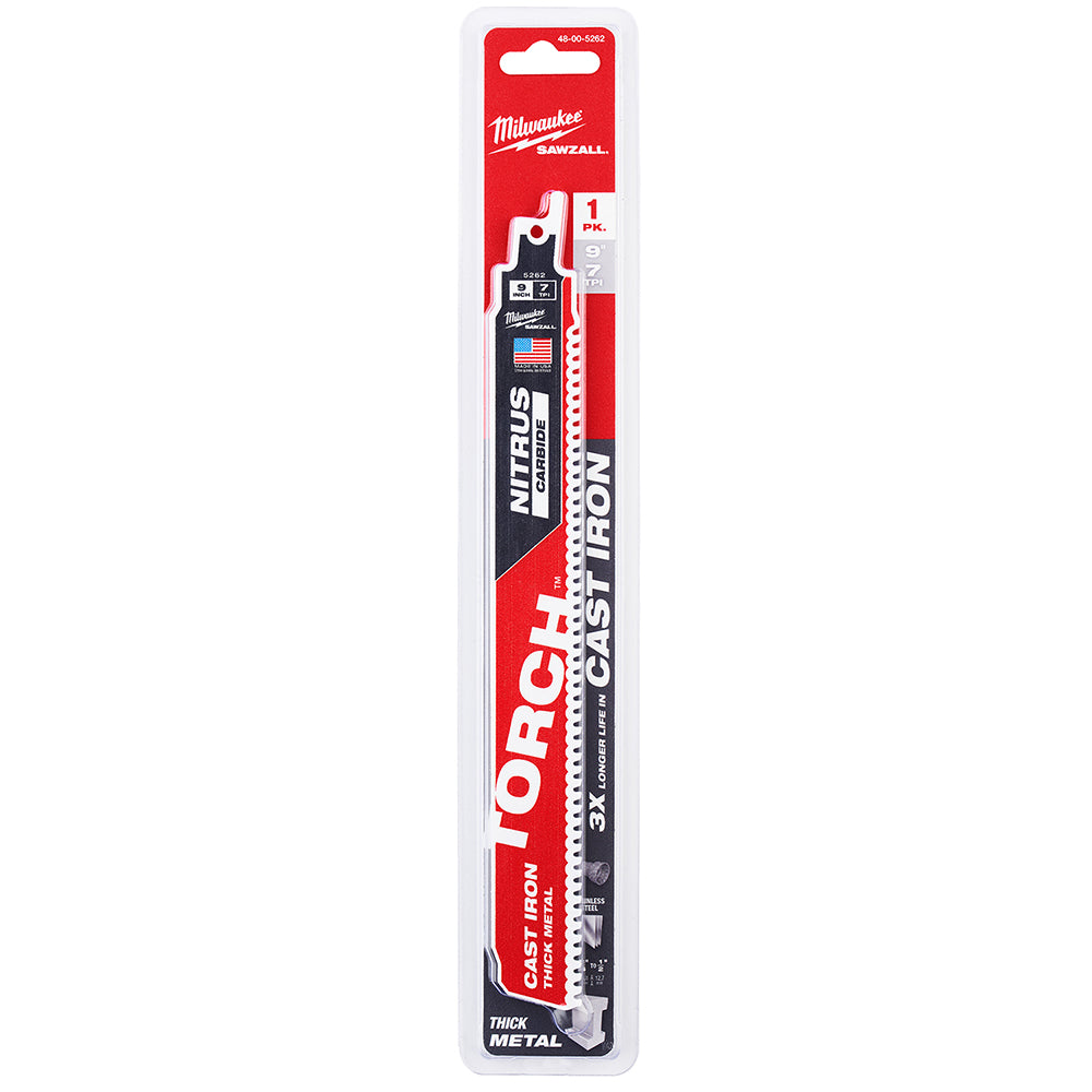 9" 8 TPI TORCH™ with NITRUS™ Carbide for Cast Iron SAWZALL® Blade (1 PK)