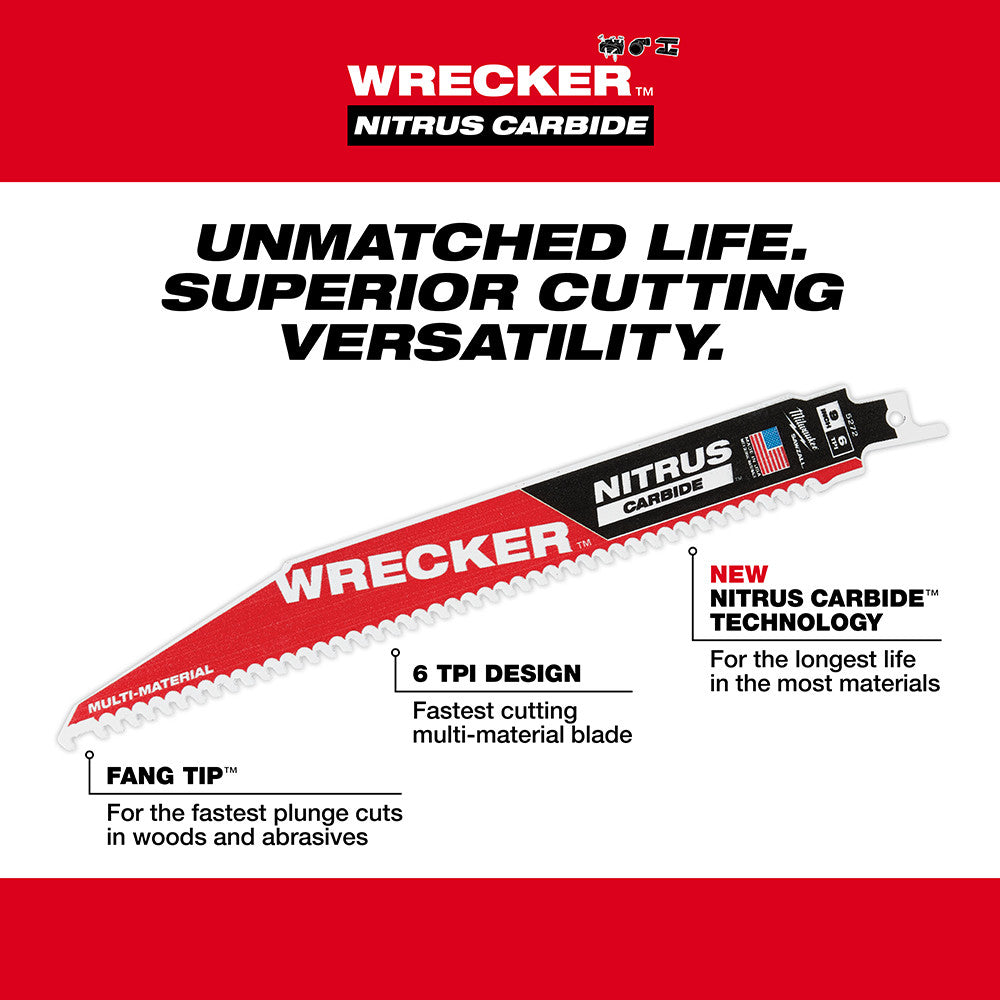 9" WRECKER™ with NITRUS™ Carbide SAWZALL® Blade for Multi-Material (1 PK)
