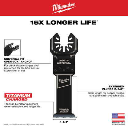 OPEN-LOK™ 1-1/4" TITANIUM CHARGED™ Bi-Metal Multi-Material Multi-Tool Blade