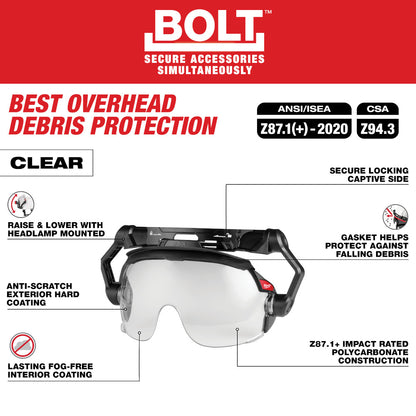 BOLT™ Gasketed Eye Visor - Clear Dual Coat Lens (Compatible with Milwaukee® BOLT™ Safety Helmets & BOLT™ Hard Hats)