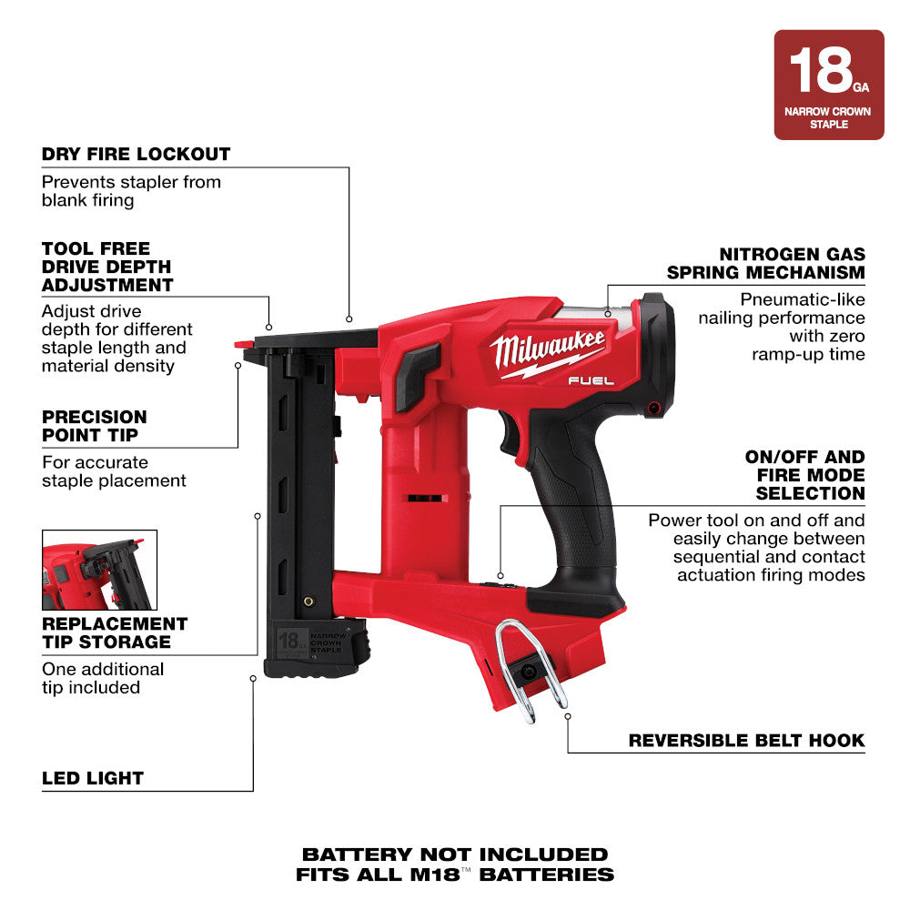 M18 FUEL™ 18 Gauge 1/4 in. Narrow Crown Stapler