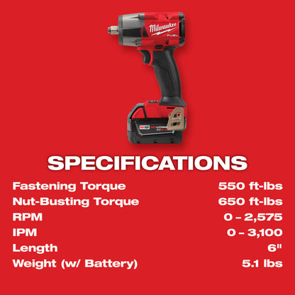 M18 FUEL™ 1/2" Mid-Torque Impact Wrench w/ Friction Ring Kit