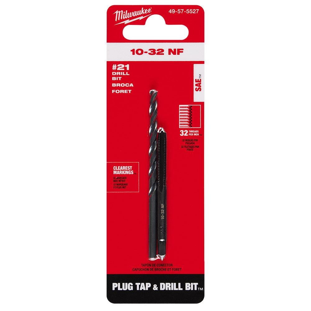 10-32 NF Straight Flute Plug Tap & #21 Drill Bit