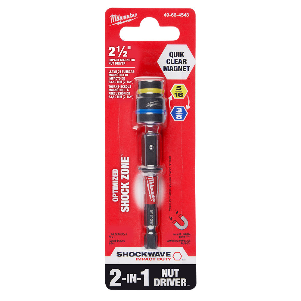 SHOCKWAVE™ Impact Duty 5/16" and 3/8" x 2-1/2" QUIK-CLEAR™ 2-in-1 Magnetic Nut Driver Bulk 25