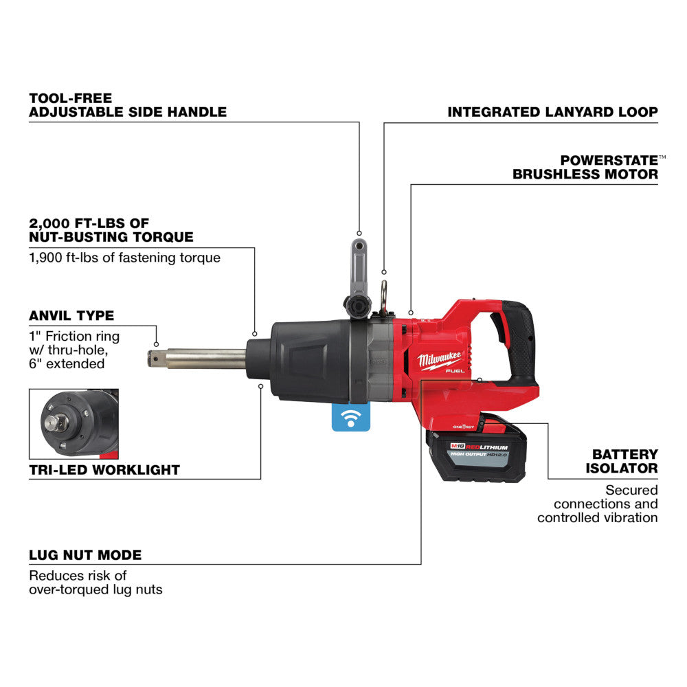 M18 FUEL™ 1 in. D-Handle Ext Anvil High Torque Impact Wrench w/ ONE-KEY™ Kit