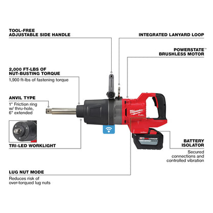 M18 FUEL™ 1 in. D-Handle Ext Anvil High Torque Impact Wrench w/ ONE-KEY™ Kit