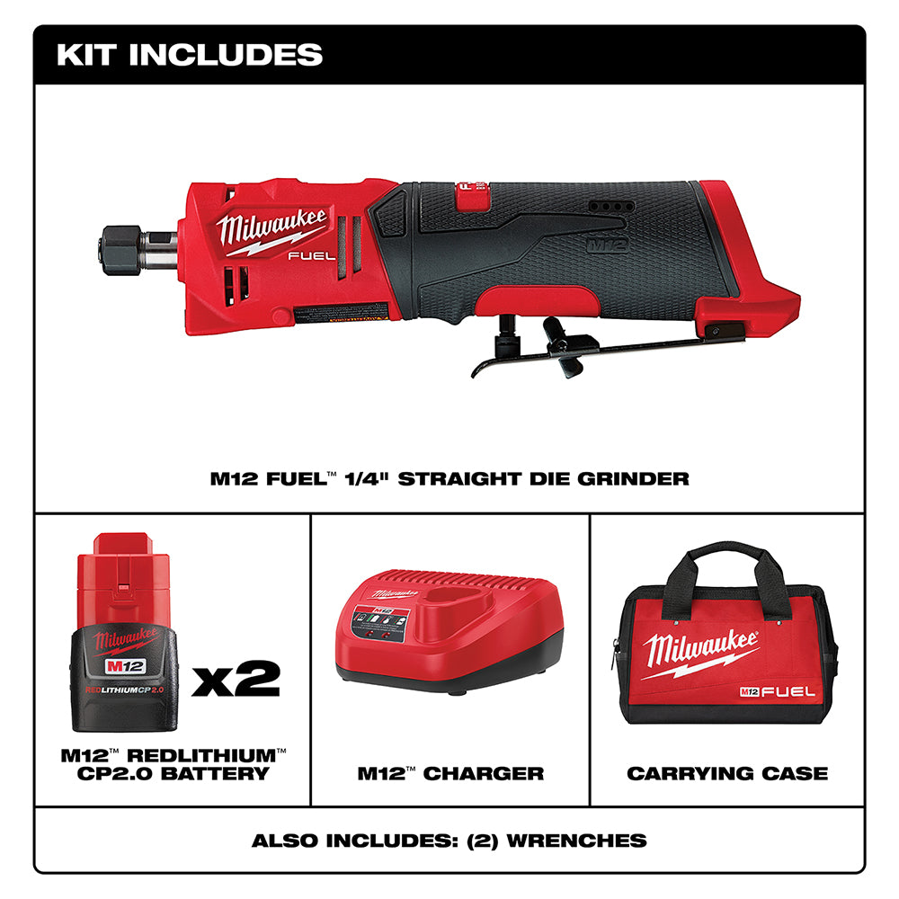 M12 FUEL™ Straight Die Grinder 2 Battery Kit