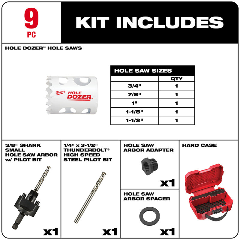 9PC HOLE DOZER™ General-Purpose Hole Saw Kit