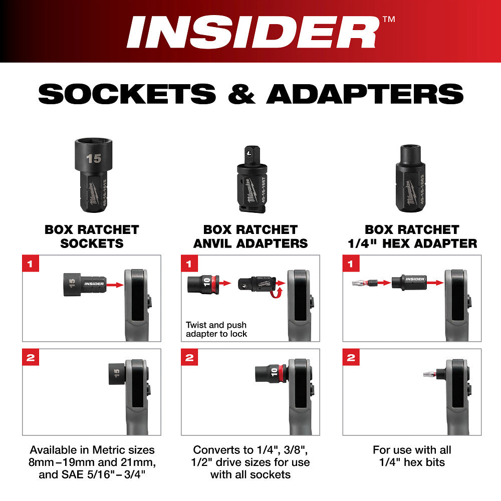 INSIDER™ Box Ratchet Socket SAE Set 8PC