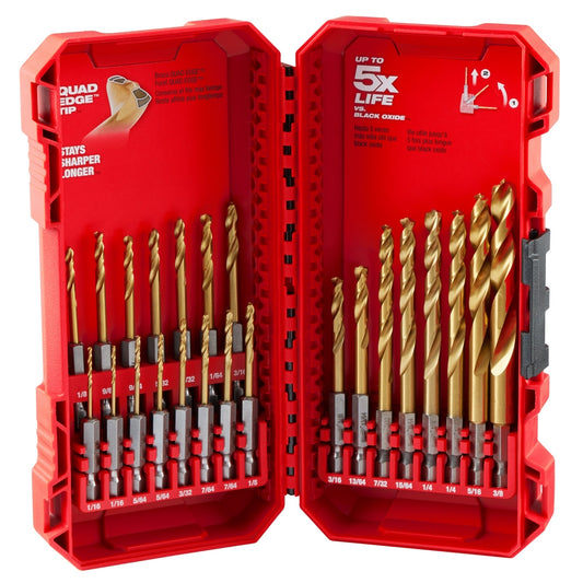 SHOCKWAVE™ Impact Duty RED HELIX™ Titanium Drill Bit Set – 23PC