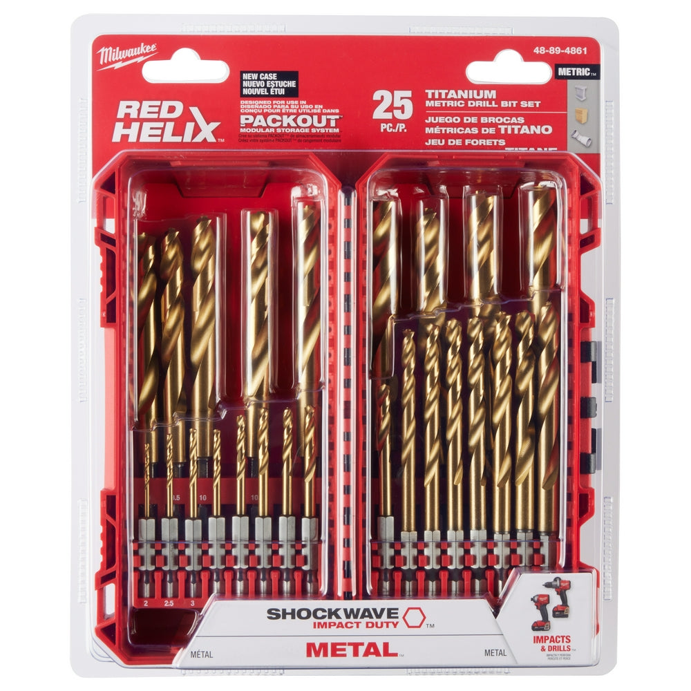 SHOCKWAVE™ Impact Duty RED HELIX™ Titanium Metric Drill Bit Set – 25PC