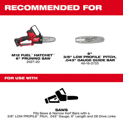 6" 3/8" LOW PROFILE™ Pitch, .043" Gauge Saw Chain