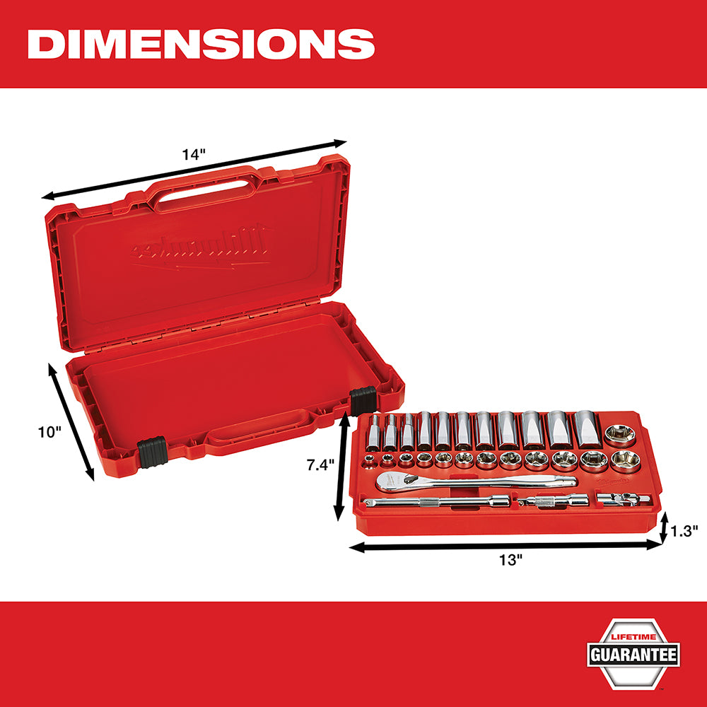 3/8 in. Drive 28 pc. Ratchet & Socket Set- SAE