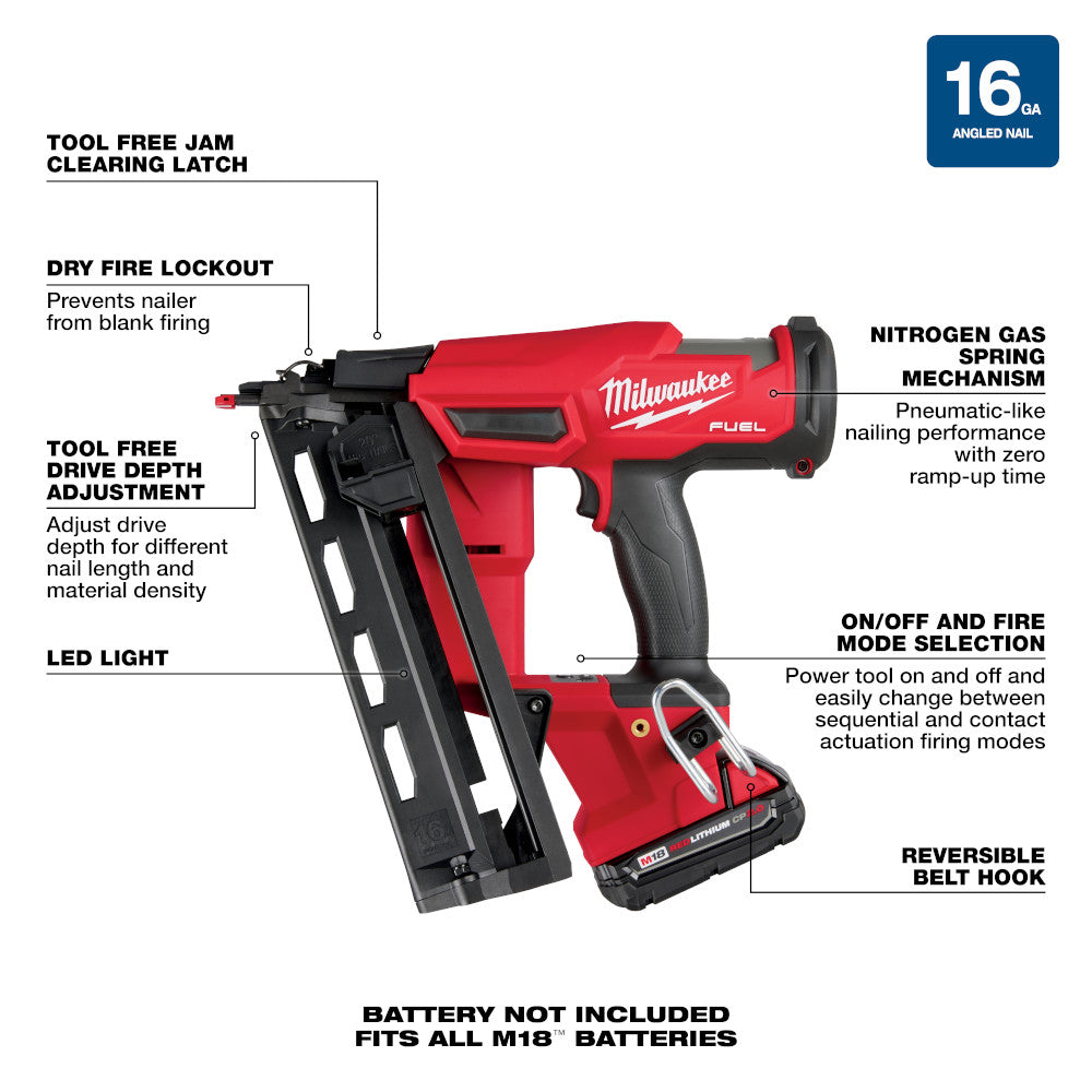 M18 FUEL™ 16 Gauge Angled Finish Nailer Kit