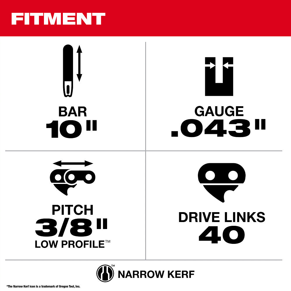 10" 3/8" LOW PROFILE™ Pitch, .043" Gauge Guide Bar