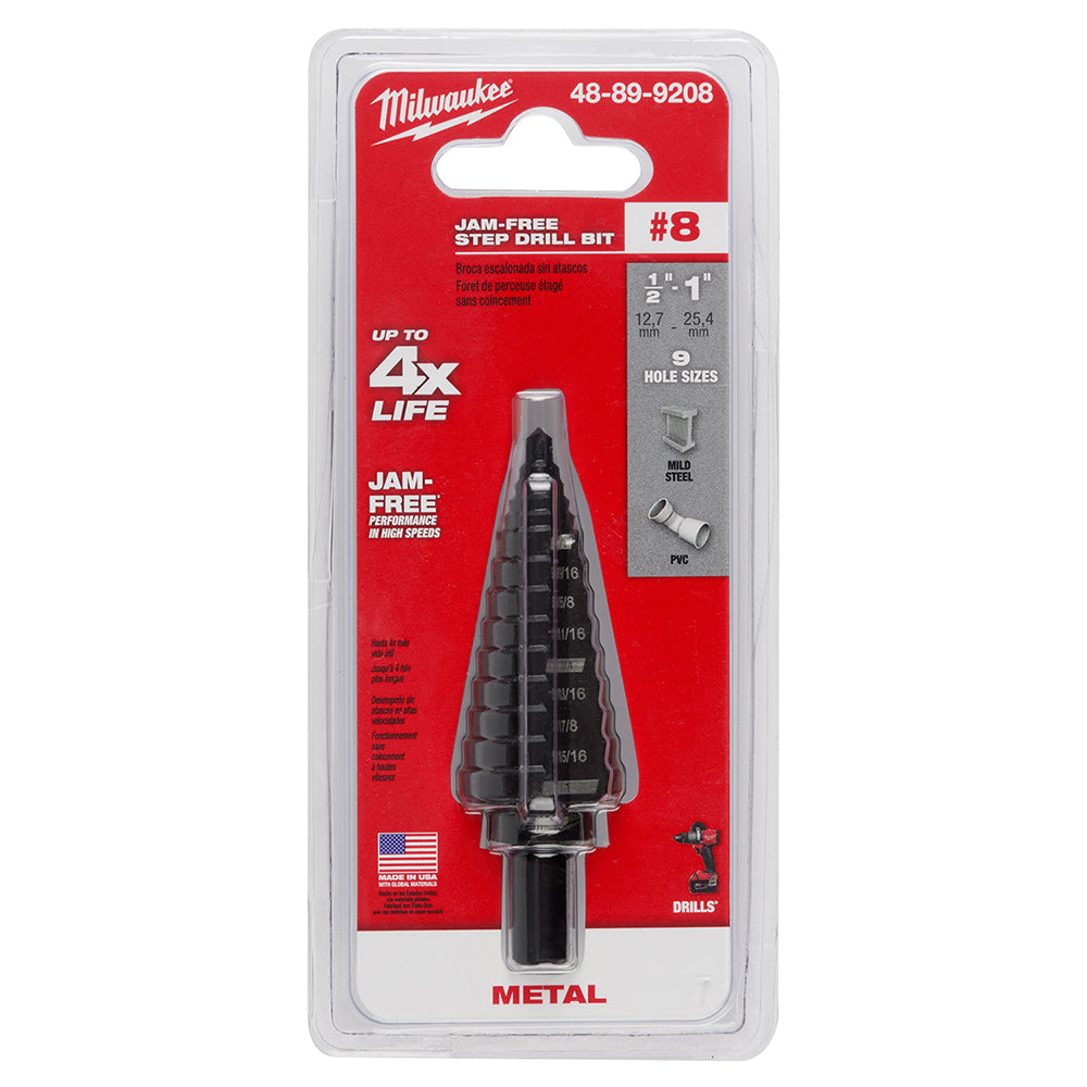 #8 Step Drill Bit, 1/2" - 1" by 1/16"