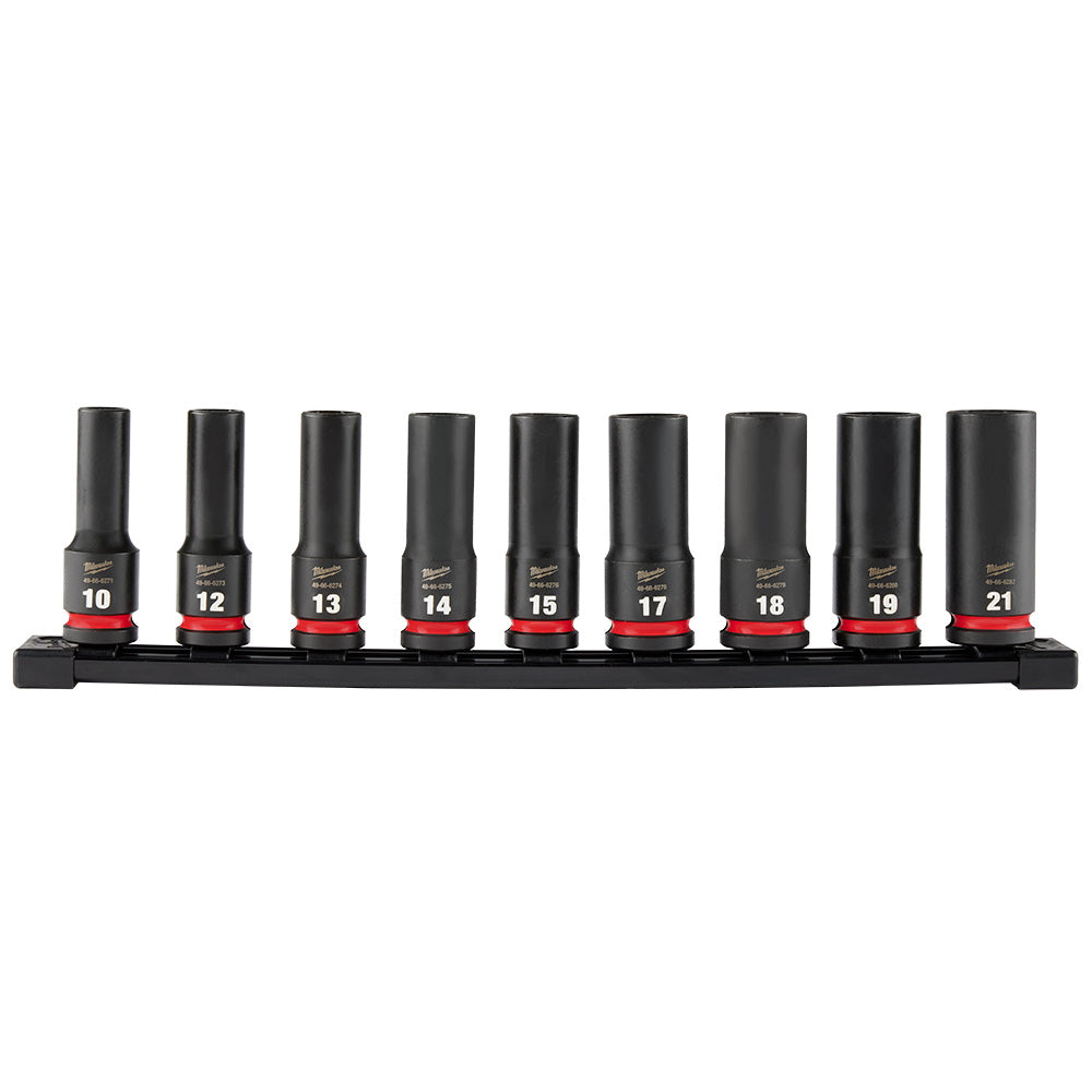 9PC SHOCKWAVE™ Impact Duty 1/2" Drive Metric Deep 6 Point Socket Set