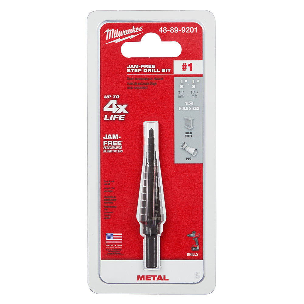 #1 Step Drill Bit, 1/8" - 1/2" by 1/32"