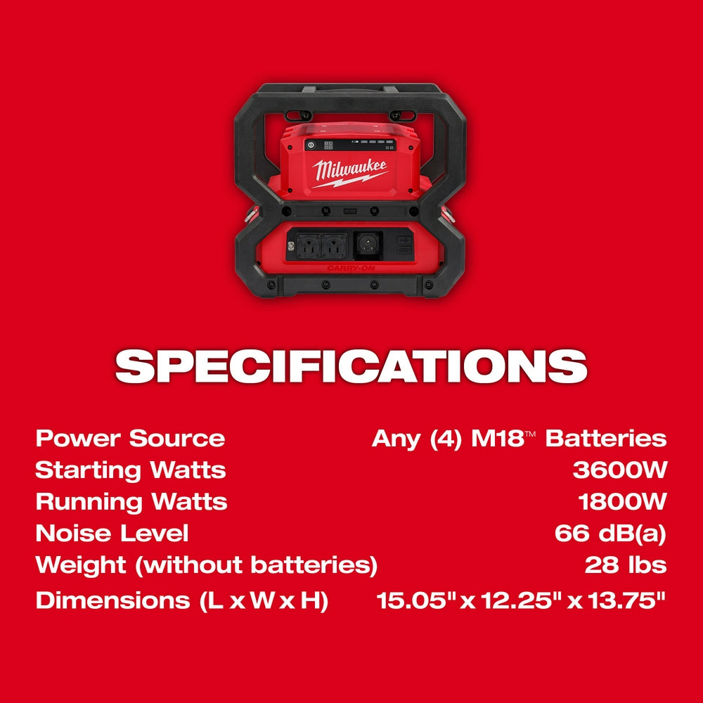 M18™ CARRY-ON™ 3600W/1800W Power Supply