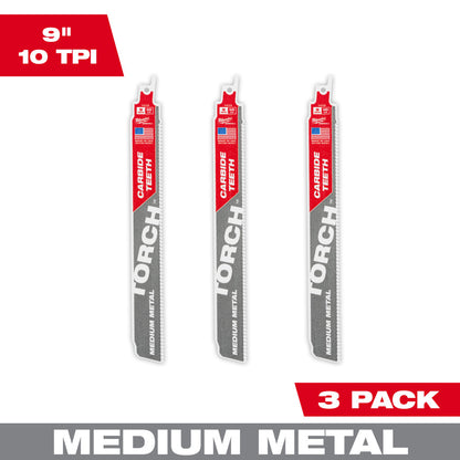 9" 10 TPI TORCH™ with Carbide Teeth for Conduit and Strut SAWZALL® Blade (3 PK)