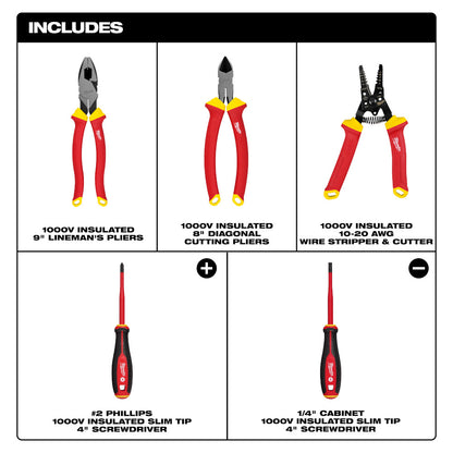 5 PC 1000V Insulated Hand Tool Set