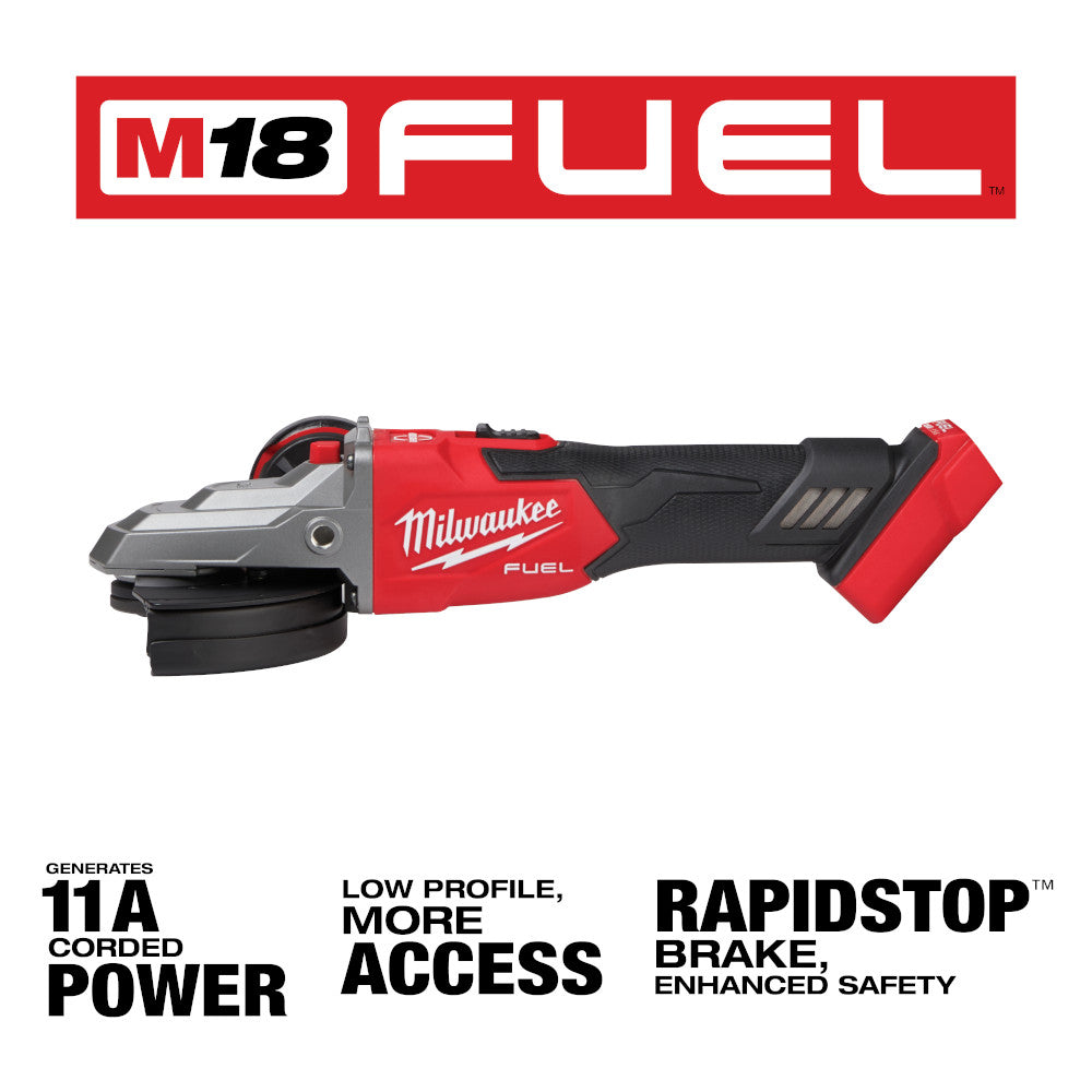 M18 FUEL™ 5" Flathead Braking Grinder, Slide Switch Lock-On