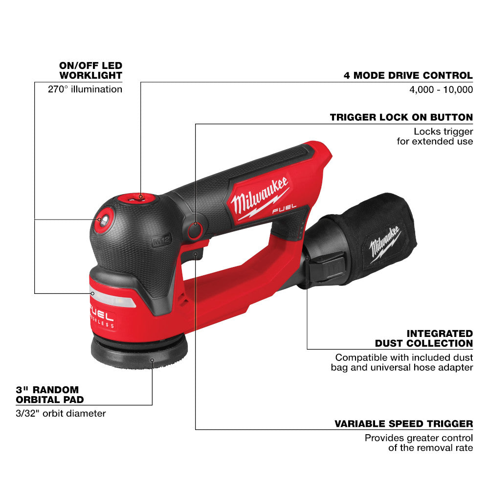 M12 FUEL™ 3" Random Orbital Detail Sander