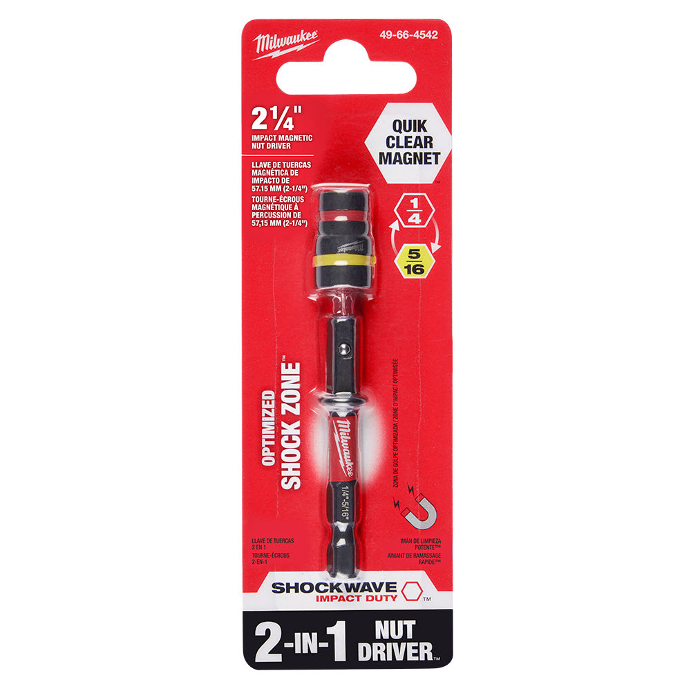 SHOCKWAVE™ Impact Duty 1/4" and 5/16" x 2-1/4" QUIK-CLEAR™ 2-in-1 Magnetic Nut Driver Bulk 25