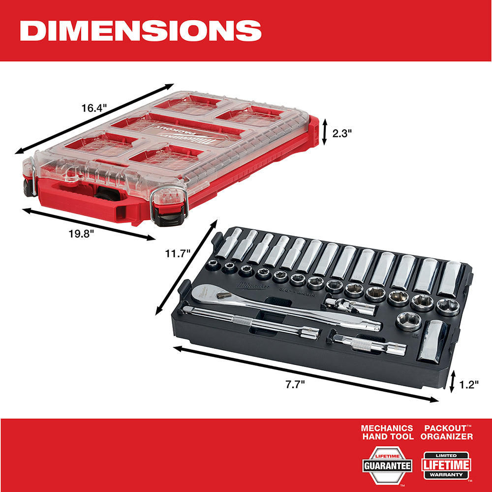 3/8 in. 32 Pc. Ratchet and Socket Set in PACKOUT™ - Metric