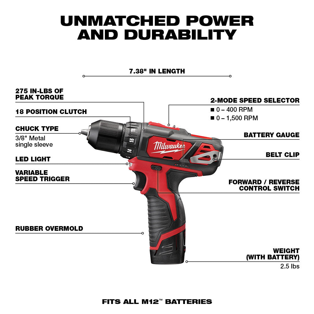 M12™ 3/8 in. Drill/Driver Kit