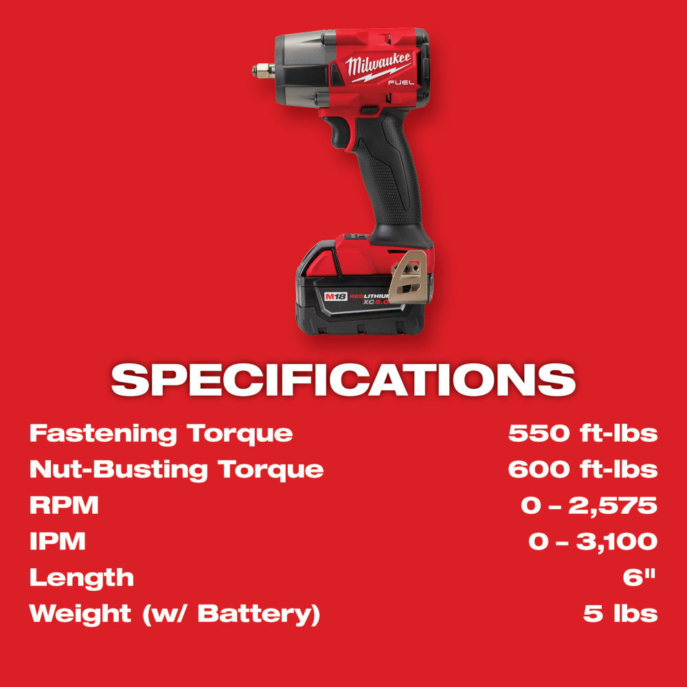 M18 FUEL™ 3/8" Mid-Torque Impact Wrench w/ Friction Ring Kit